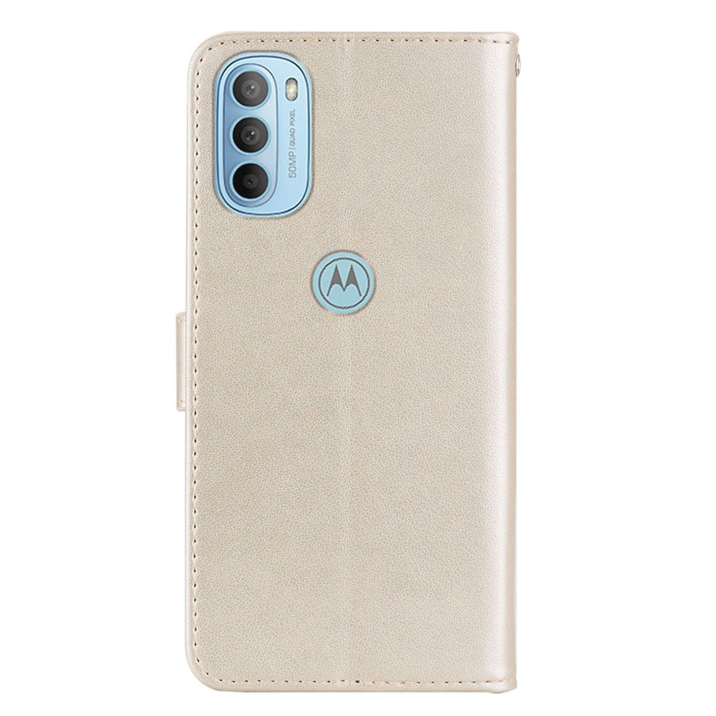 Rhinestone Decor PU Leather Shell Wallet Stand Owl Flower Imprinting Phone Case Cover with Strap for Motorola Moto G31 4G/G41 4G