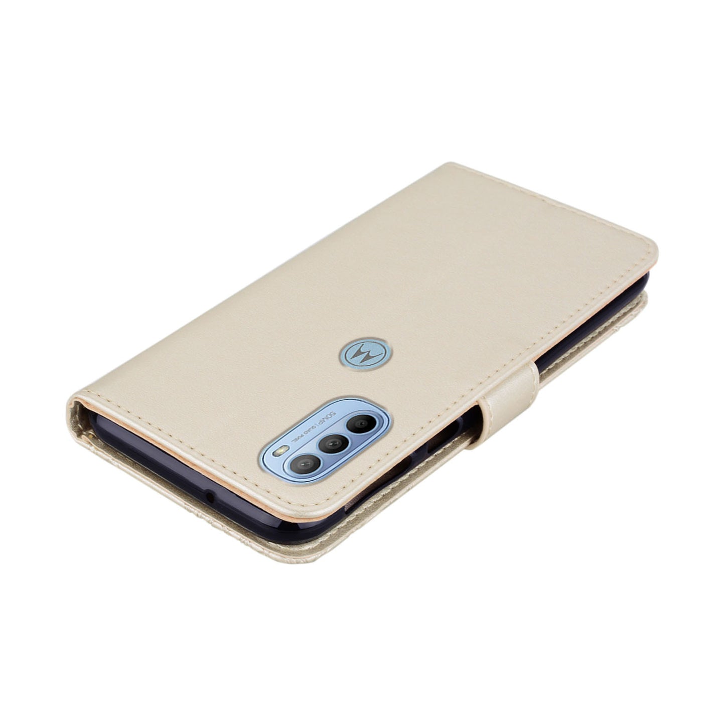 Rhinestone Decor PU Leather Shell Wallet Stand Owl Flower Imprinting Phone Case Cover with Strap for Motorola Moto G31 4G/G41 4G