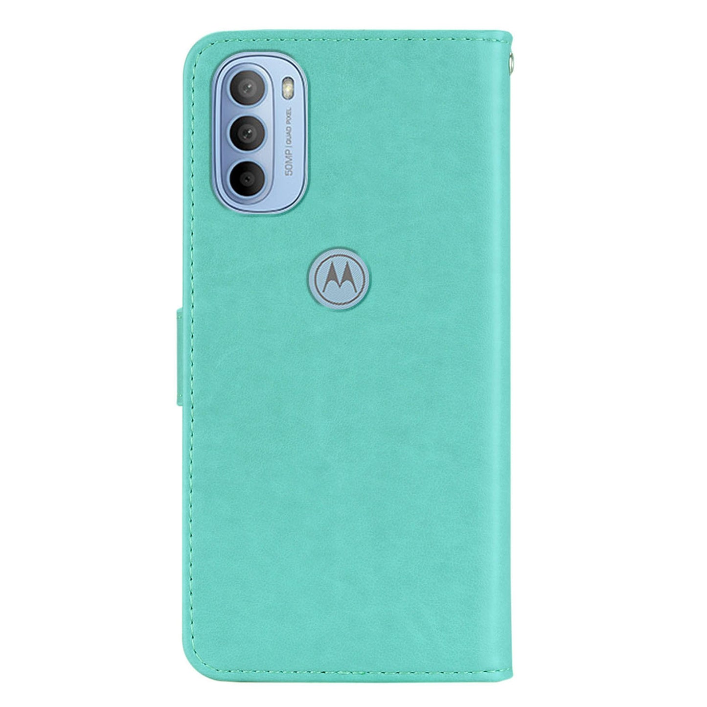 Rhinestone Decor PU Leather Shell Wallet Stand Owl Flower Imprinting Phone Case Cover with Strap for Motorola Moto G31 4G/G41 4G