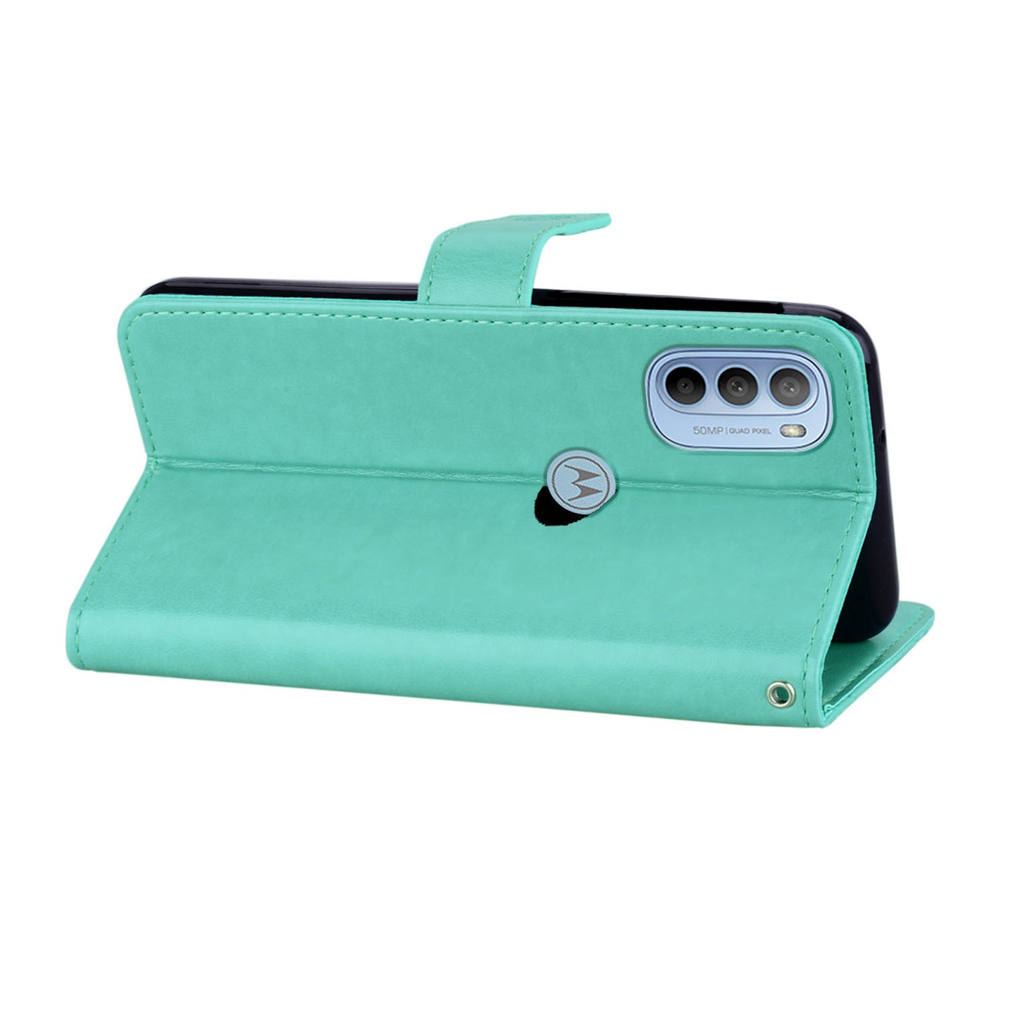 Rhinestone Decor PU Leather Shell Wallet Stand Owl Flower Imprinting Phone Case Cover with Strap for Motorola Moto G31 4G/G41 4G