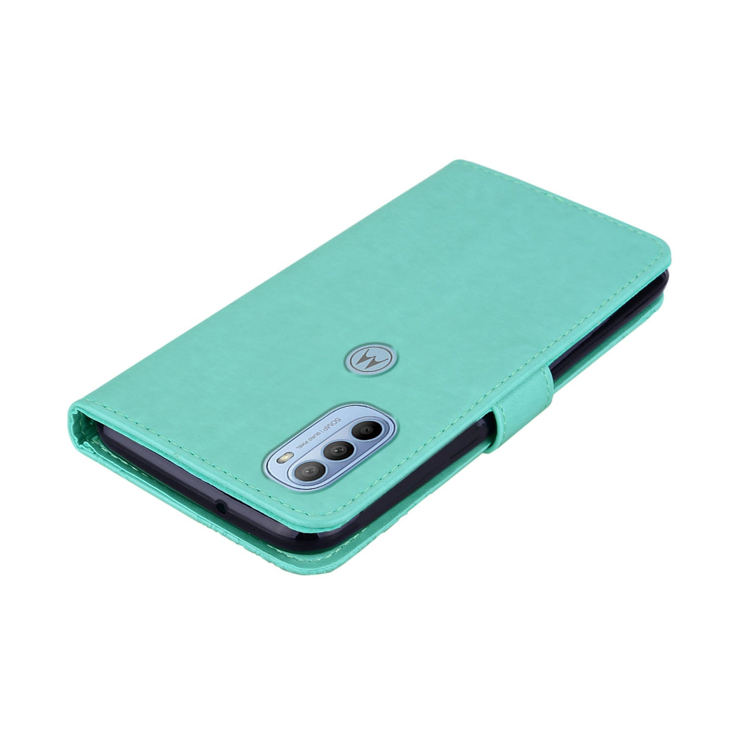 Rhinestone Decor PU Leather Shell Wallet Stand Owl Flower Imprinting Phone Case Cover with Strap for Motorola Moto G31 4G/G41 4G