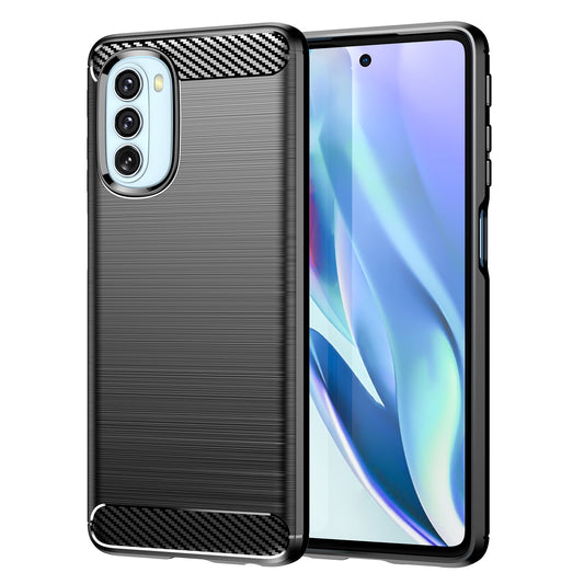 1.8mm Carbon Fiber Brushed Design Soft TPU Anti-fall Phone Protective Case Cover for Motorola Moto G51 5G