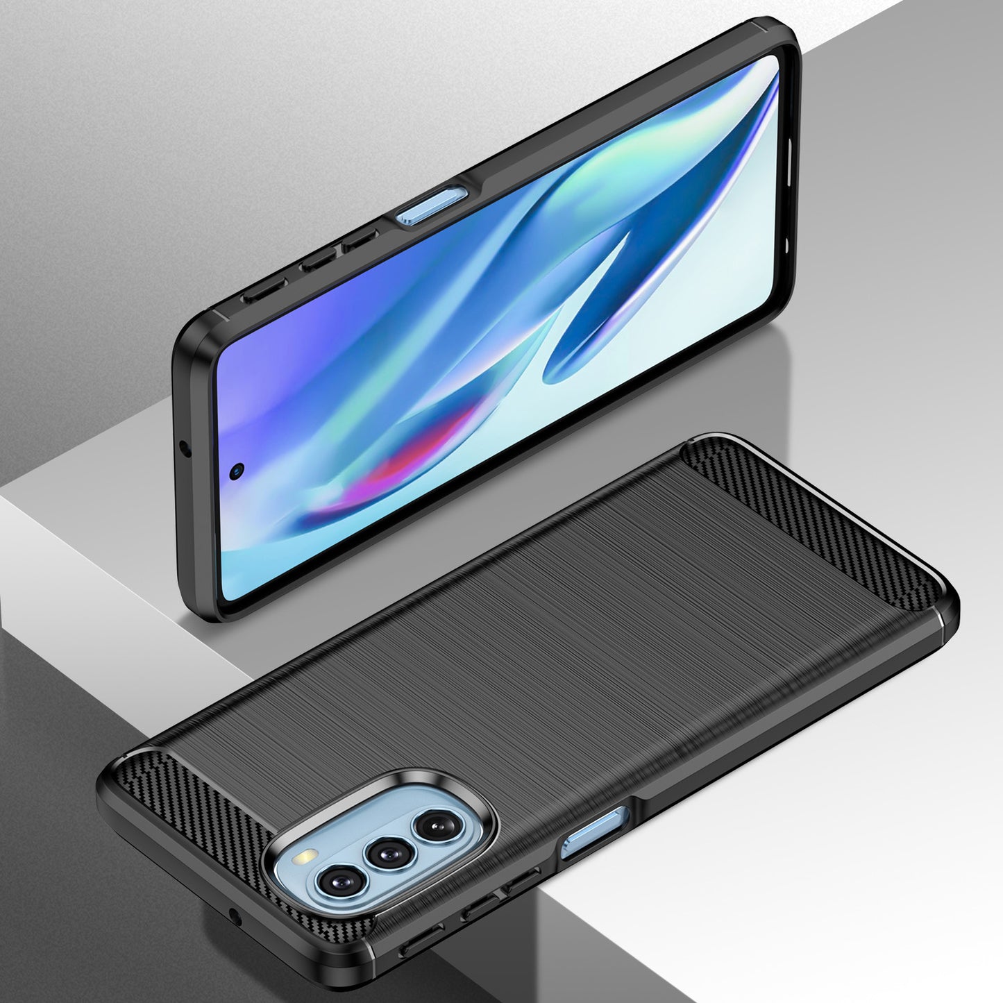 1.8mm Carbon Fiber Brushed Design Soft TPU Anti-fall Phone Protective Case Cover for Motorola Moto G51 5G