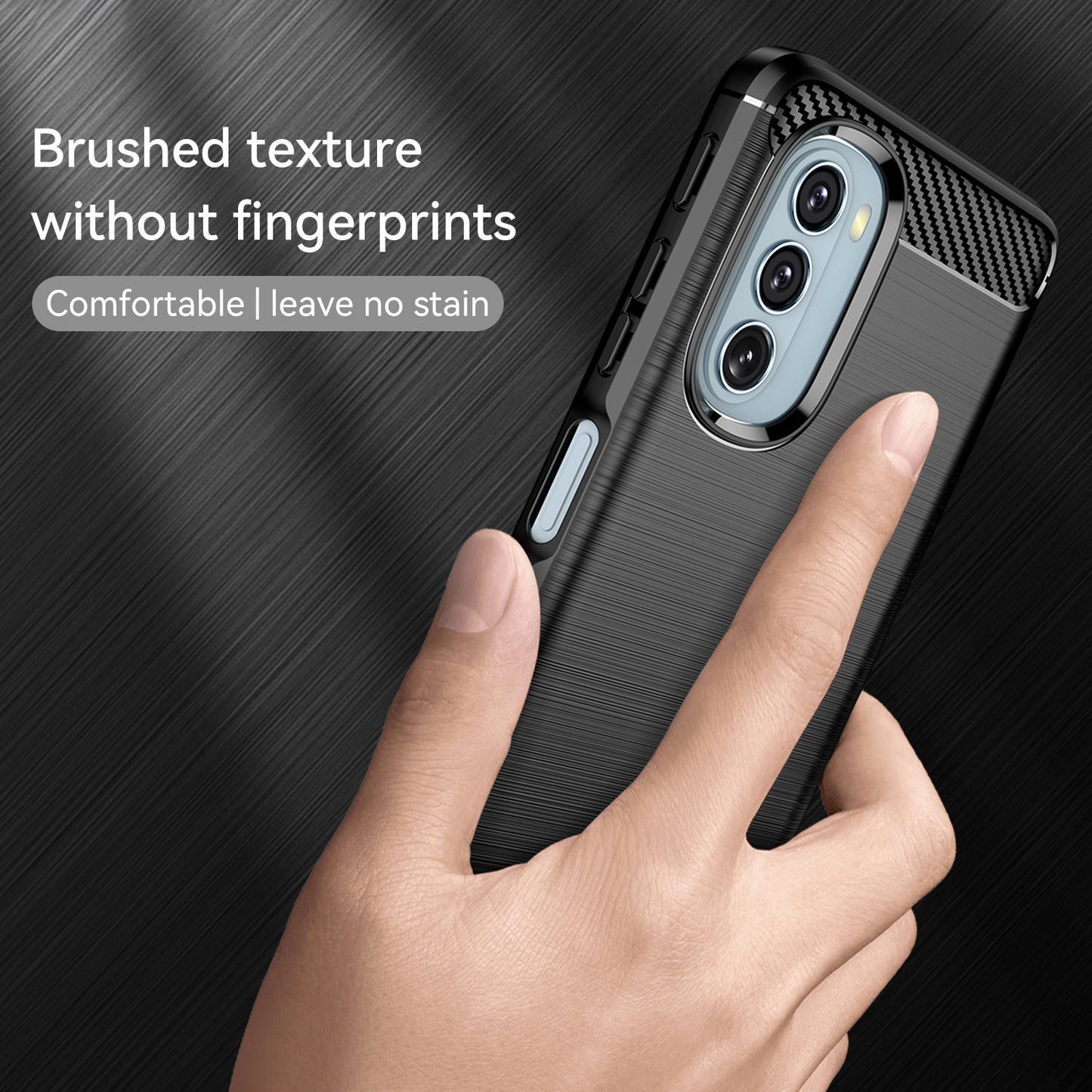 1.8mm Carbon Fiber Brushed Design Soft TPU Anti-fall Phone Protective Case Cover for Motorola Moto G51 5G