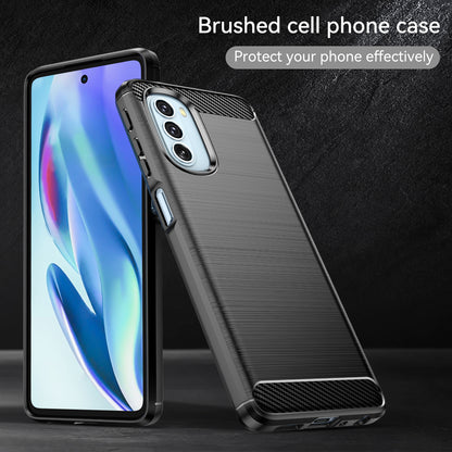 1.8mm Carbon Fiber Brushed Design Soft TPU Anti-fall Phone Protective Case Cover for Motorola Moto G51 5G