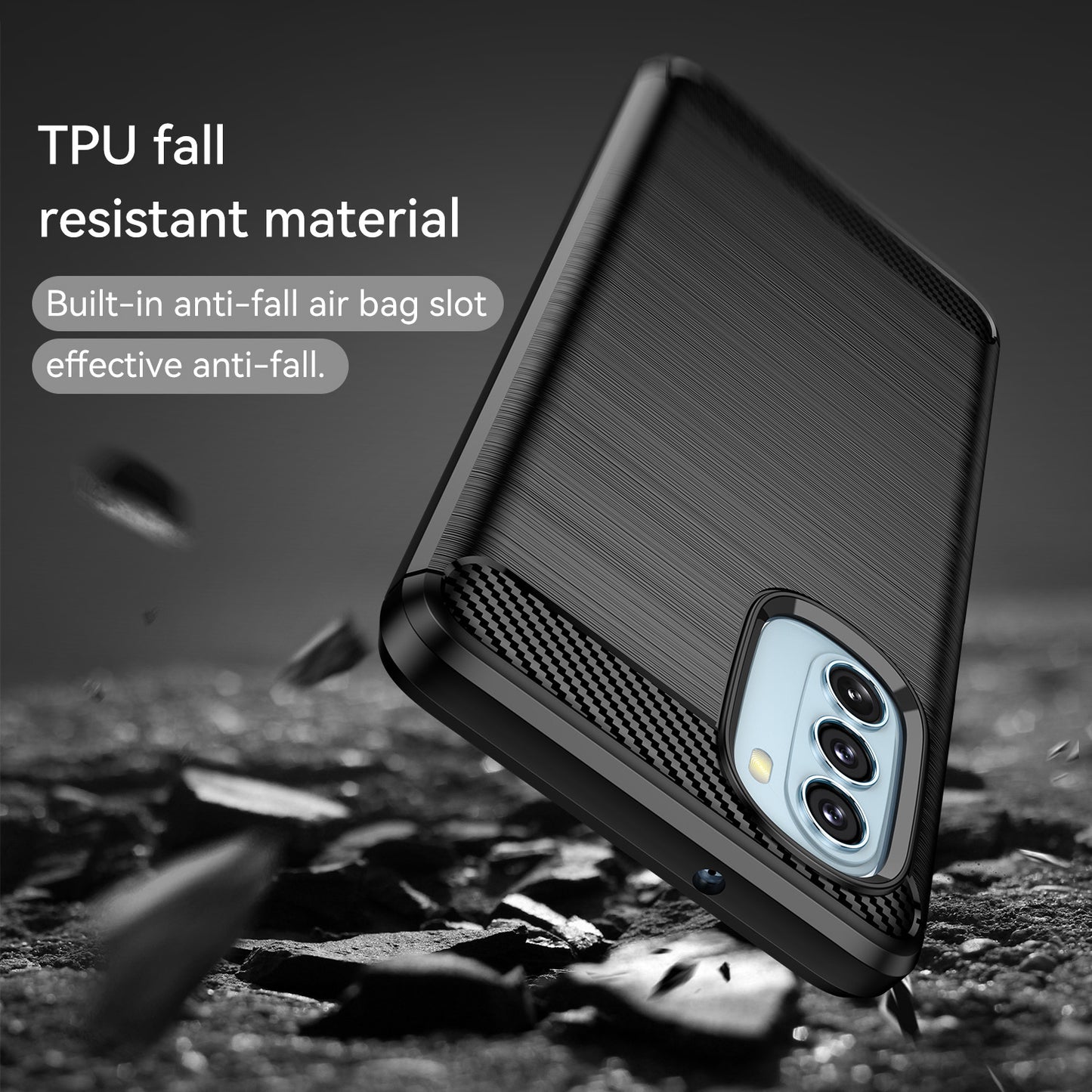 1.8mm Carbon Fiber Brushed Design Soft TPU Anti-fall Phone Protective Case Cover for Motorola Moto G51 5G