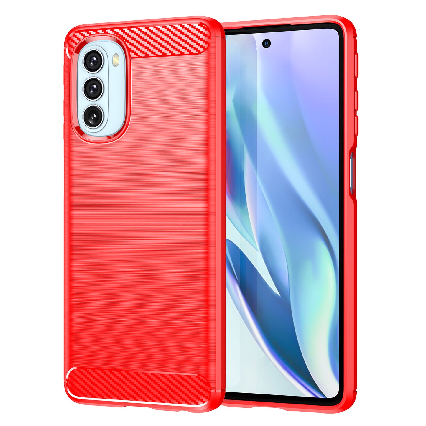 1.8mm Carbon Fiber Brushed Design Soft TPU Anti-fall Phone Protective Case Cover for Motorola Moto G51 5G