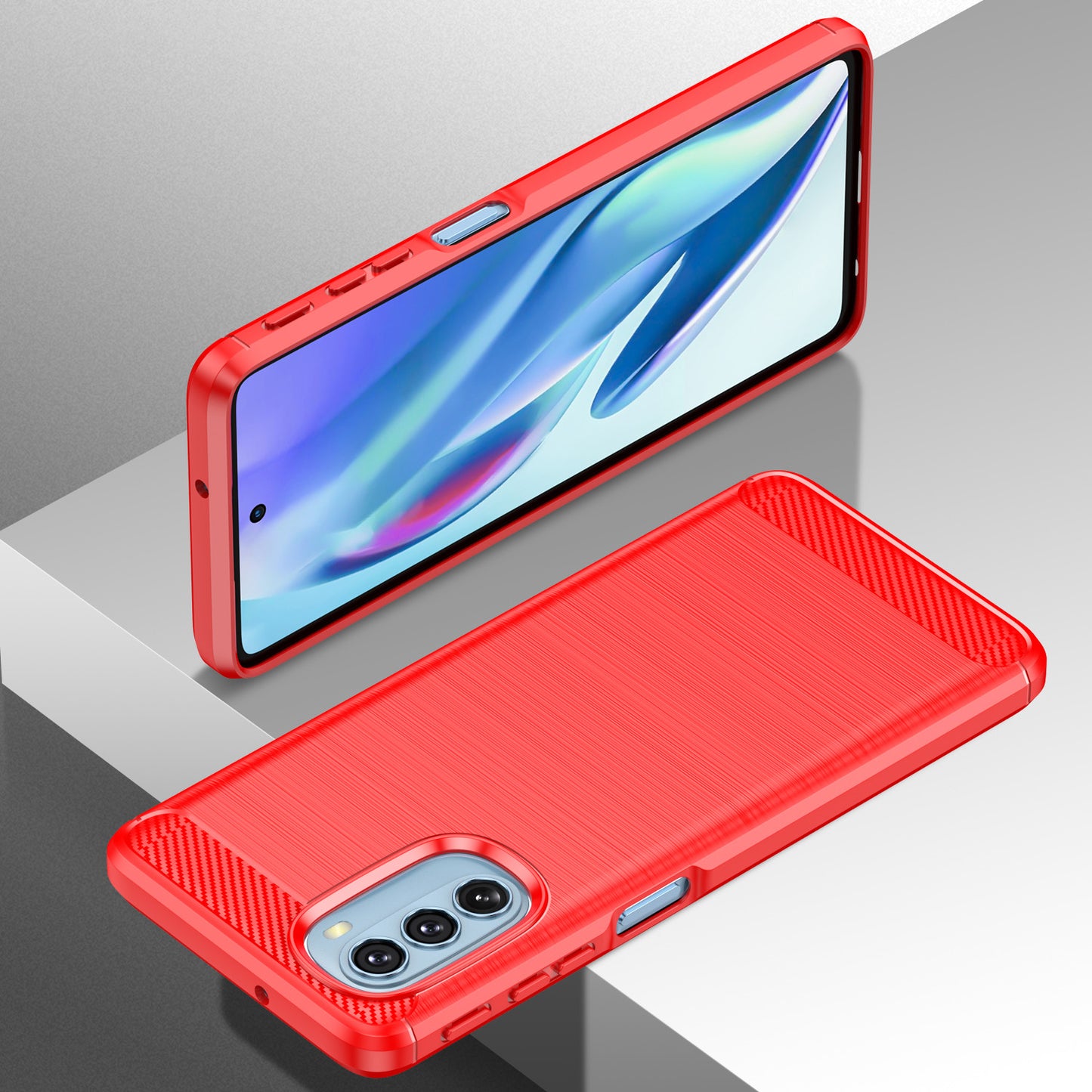 1.8mm Carbon Fiber Brushed Design Soft TPU Anti-fall Phone Protective Case Cover for Motorola Moto G51 5G