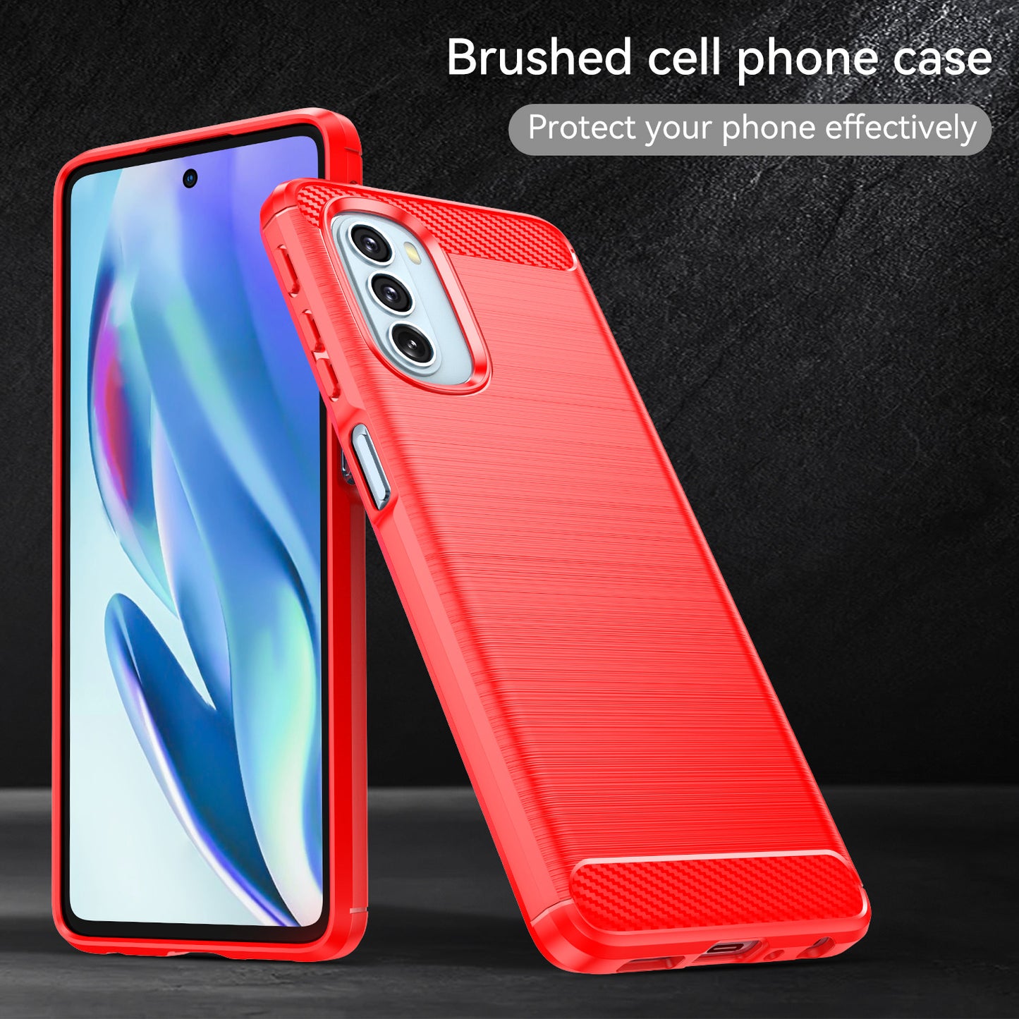 1.8mm Carbon Fiber Brushed Design Soft TPU Anti-fall Phone Protective Case Cover for Motorola Moto G51 5G