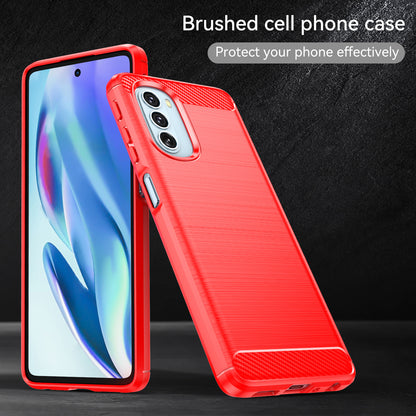 1.8mm Carbon Fiber Brushed Design Soft TPU Anti-fall Phone Protective Case Cover for Motorola Moto G51 5G