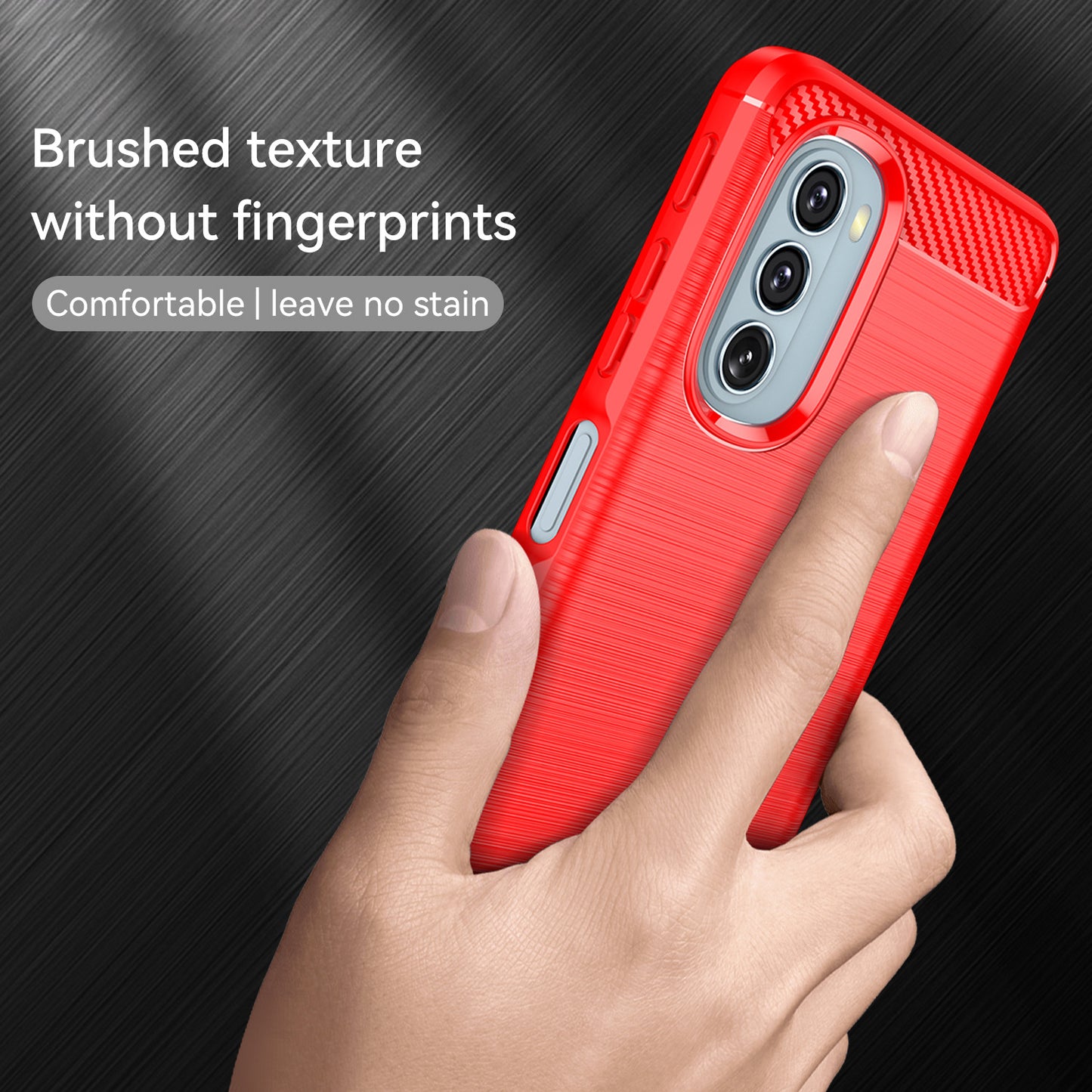 1.8mm Carbon Fiber Brushed Design Soft TPU Anti-fall Phone Protective Case Cover for Motorola Moto G51 5G