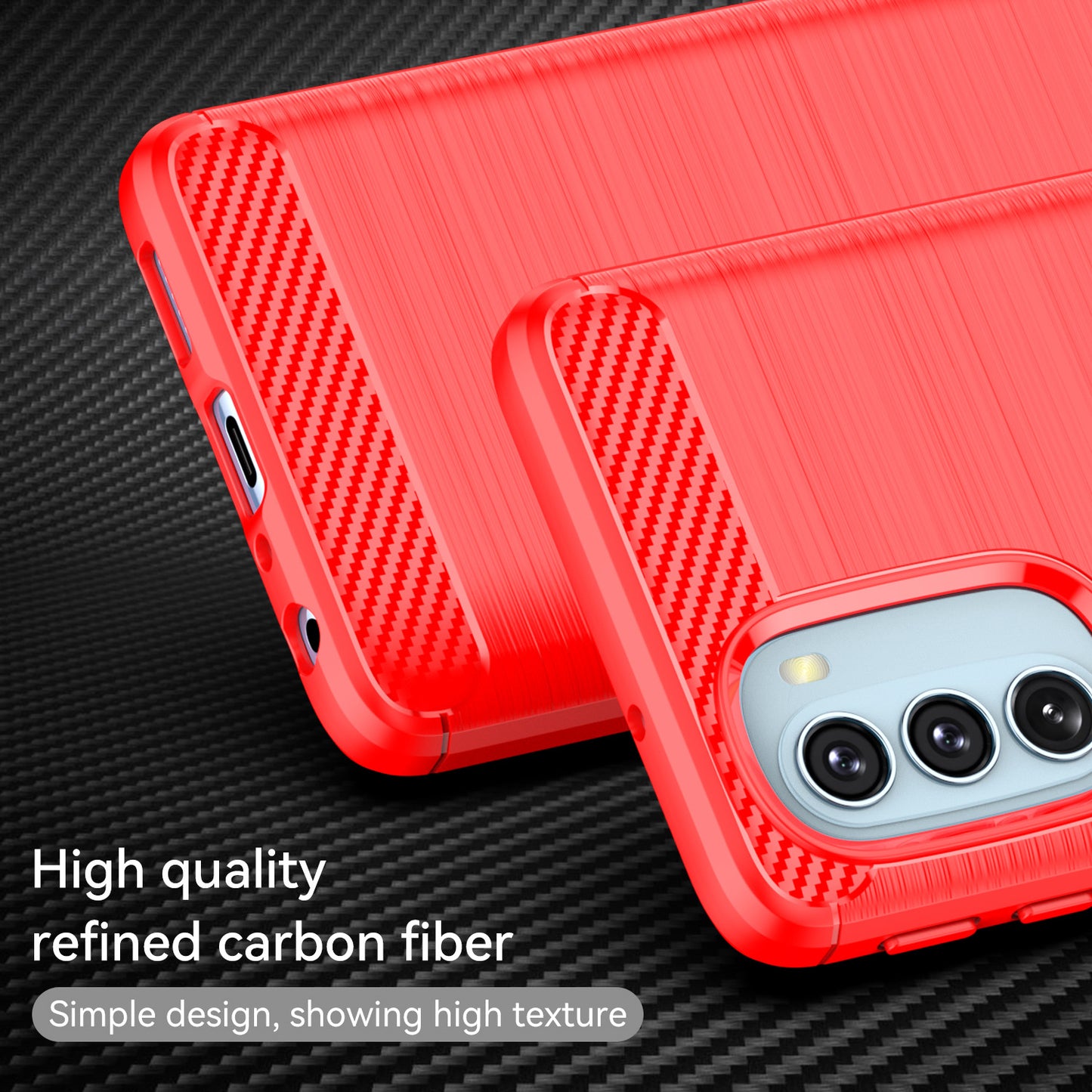 1.8mm Carbon Fiber Brushed Design Soft TPU Anti-fall Phone Protective Case Cover for Motorola Moto G51 5G