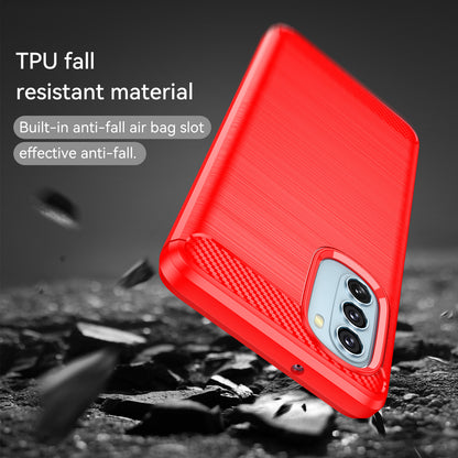 1.8mm Carbon Fiber Brushed Design Soft TPU Anti-fall Phone Protective Case Cover for Motorola Moto G51 5G