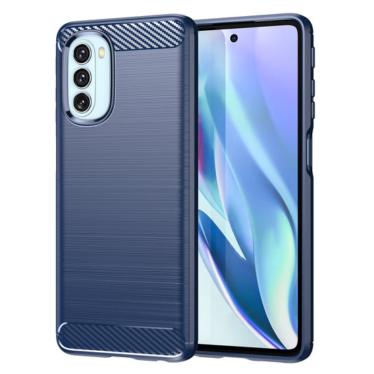1.8mm Carbon Fiber Brushed Design Soft TPU Anti-fall Phone Protective Case Cover for Motorola Moto G51 5G