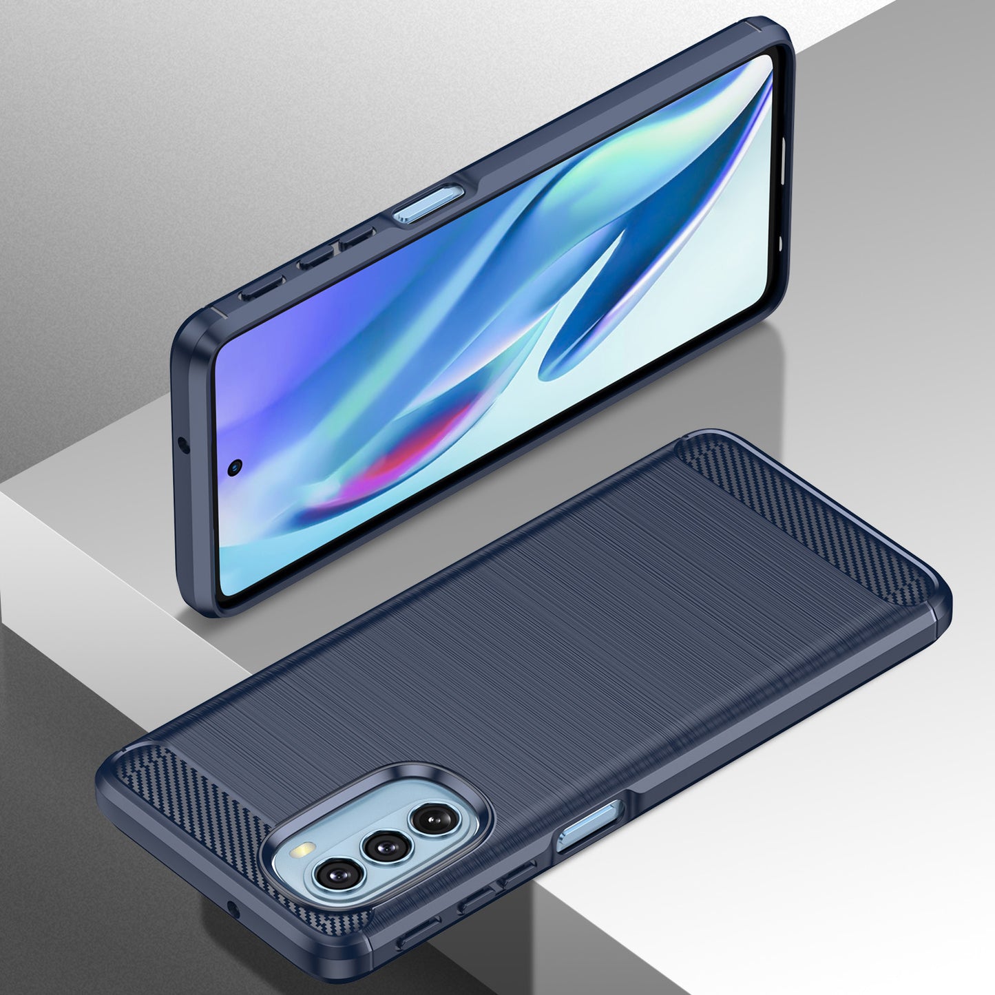 1.8mm Carbon Fiber Brushed Design Soft TPU Anti-fall Phone Protective Case Cover for Motorola Moto G51 5G