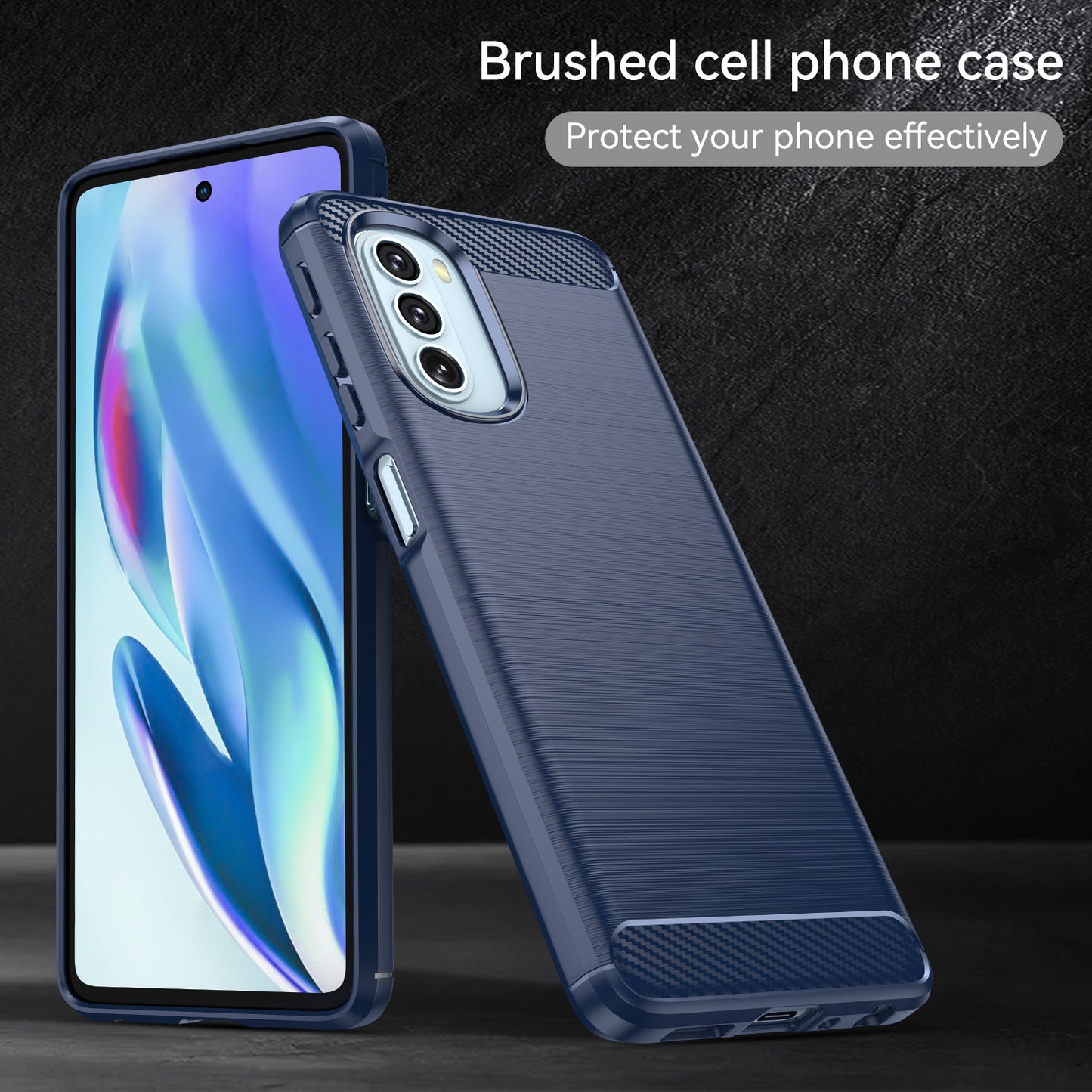 1.8mm Carbon Fiber Brushed Design Soft TPU Anti-fall Phone Protective Case Cover for Motorola Moto G51 5G