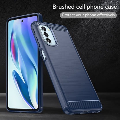 1.8mm Carbon Fiber Brushed Design Soft TPU Anti-fall Phone Protective Case Cover for Motorola Moto G51 5G