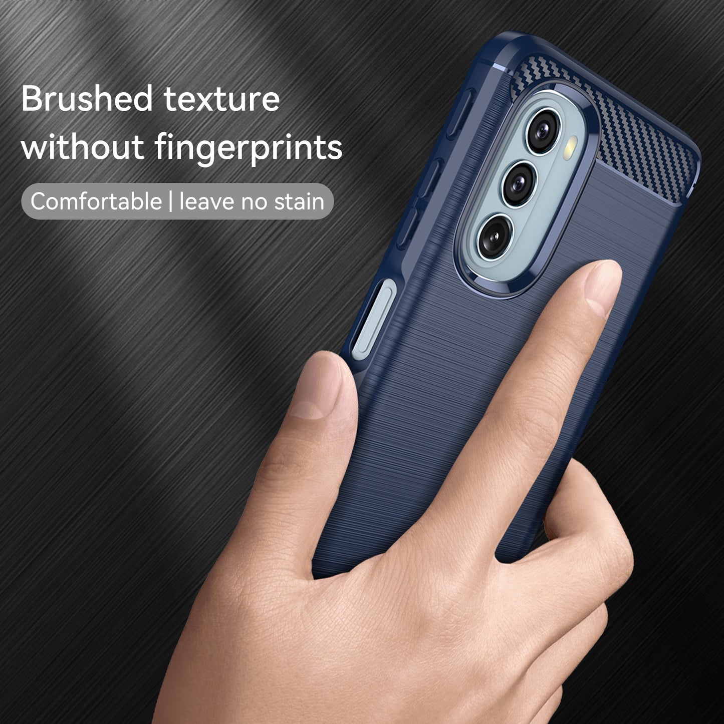 1.8mm Carbon Fiber Brushed Design Soft TPU Anti-fall Phone Protective Case Cover for Motorola Moto G51 5G