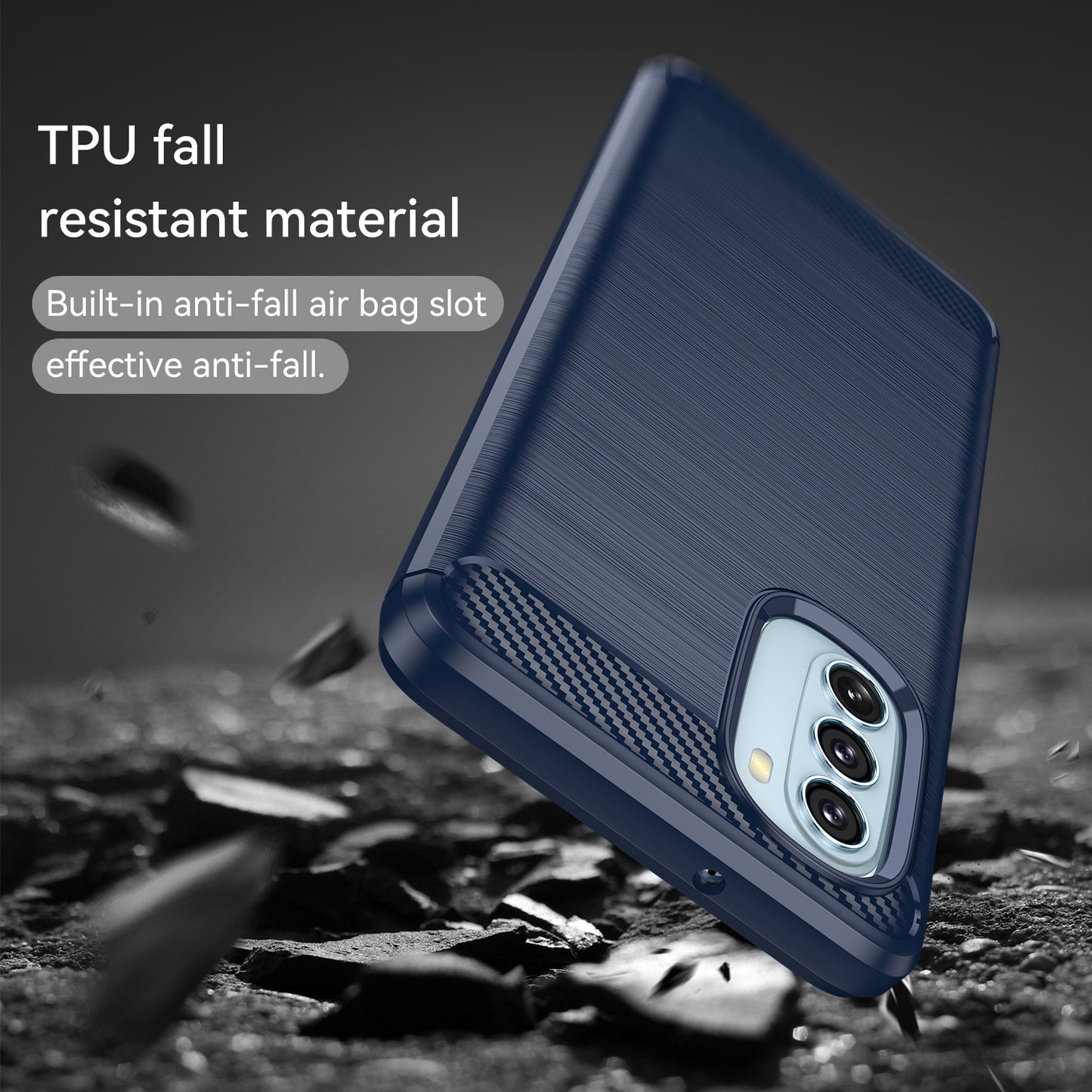 1.8mm Carbon Fiber Brushed Design Soft TPU Anti-fall Phone Protective Case Cover for Motorola Moto G51 5G