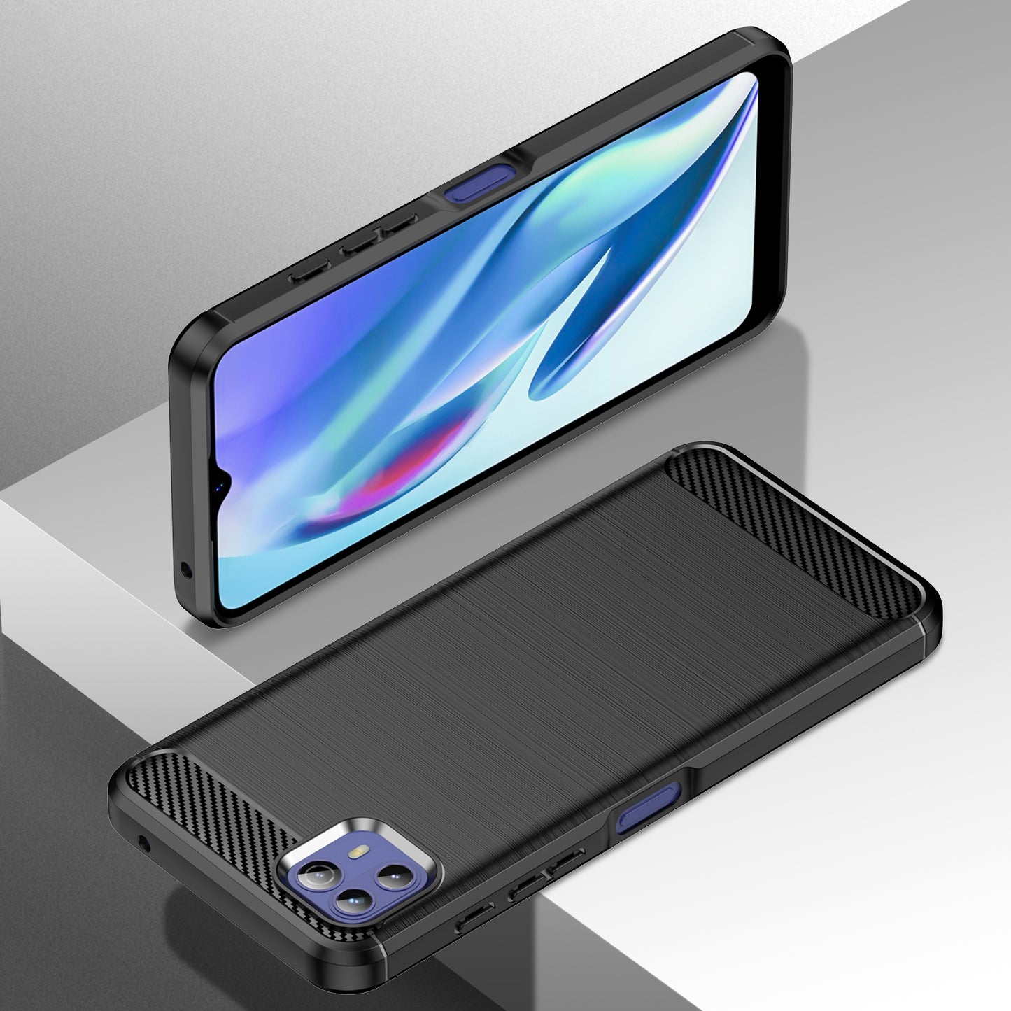 1.8mm Ultra Thin Flexible TPU Case Carbon Fiber Texture Drop-Proof Anti-Fall Air Bag Phone Cover with Brushed Surface for Motorola Moto G50 5G