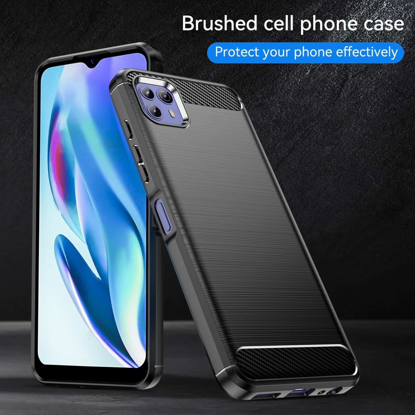 1.8mm Ultra Thin Flexible TPU Case Carbon Fiber Texture Drop-Proof Anti-Fall Air Bag Phone Cover with Brushed Surface for Motorola Moto G50 5G