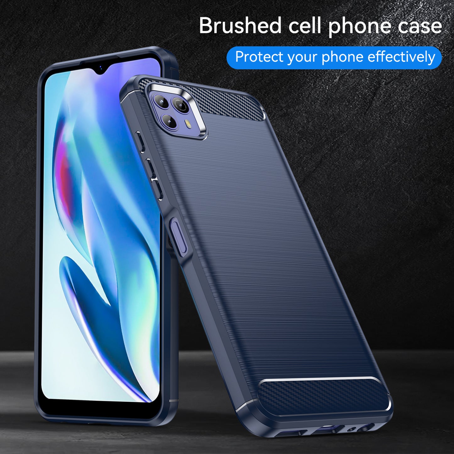 1.8mm Ultra Thin Flexible TPU Case Carbon Fiber Texture Drop-Proof Anti-Fall Air Bag Phone Cover with Brushed Surface for Motorola Moto G50 5G