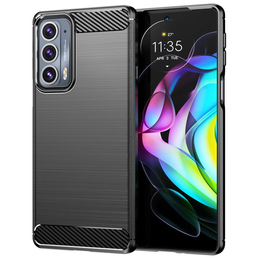 1.8mm Ultra Thin Soft TPU Case Anti-Fall Air Cushion Corners Design Carbon Fiber Texture Phone Cover with Brushed Surface for Motorola Edge 20