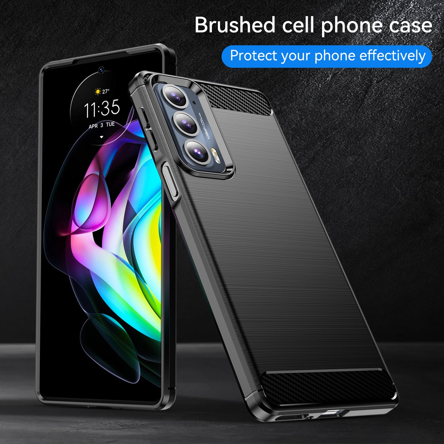 1.8mm Ultra Thin Soft TPU Case Anti-Fall Air Cushion Corners Design Carbon Fiber Texture Phone Cover with Brushed Surface for Motorola Edge 20