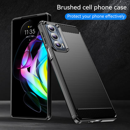 1.8mm Ultra Thin Soft TPU Case Anti-Fall Air Cushion Corners Design Carbon Fiber Texture Phone Cover with Brushed Surface for Motorola Edge 20