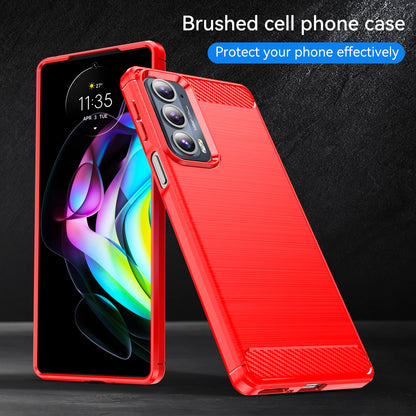 1.8mm Ultra Thin Soft TPU Case Anti-Fall Air Cushion Corners Design Carbon Fiber Texture Phone Cover with Brushed Surface for Motorola Edge 20