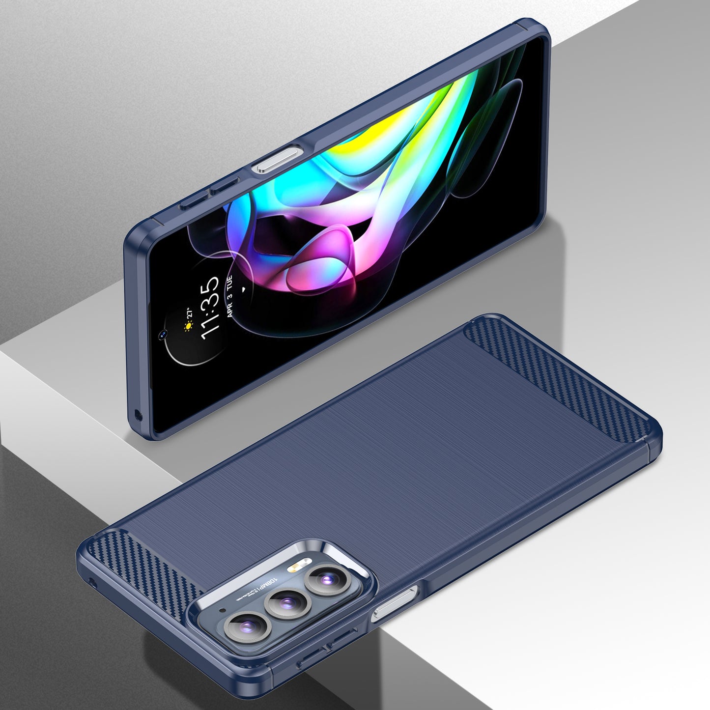 1.8mm Ultra Thin Soft TPU Case Anti-Fall Air Cushion Corners Design Carbon Fiber Texture Phone Cover with Brushed Surface for Motorola Edge 20