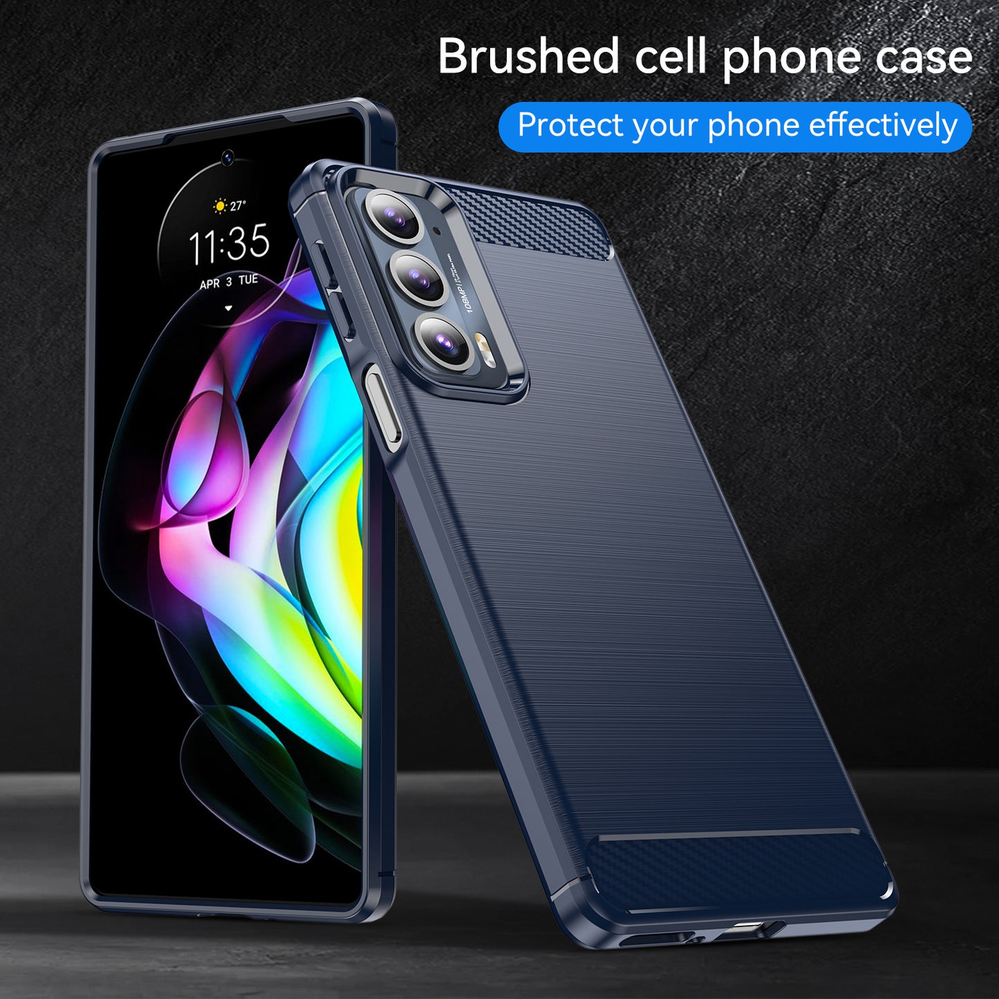 1.8mm Ultra Thin Soft TPU Case Anti-Fall Air Cushion Corners Design Carbon Fiber Texture Phone Cover with Brushed Surface for Motorola Edge 20