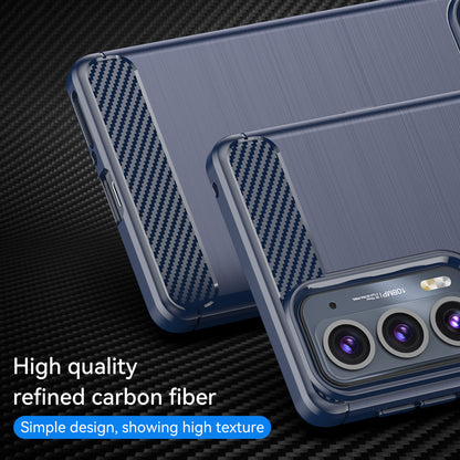 1.8mm Ultra Thin Soft TPU Case Anti-Fall Air Cushion Corners Design Carbon Fiber Texture Phone Cover with Brushed Surface for Motorola Edge 20