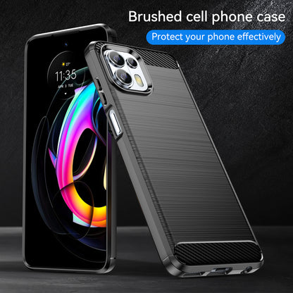 1.8mm Flexible Carbon Fiber Texture TPU Case Phone Cover Brushed Surface Anti-Drop Air Cushion for Motorola Edge 20 Lite/Edge 20 Fusion