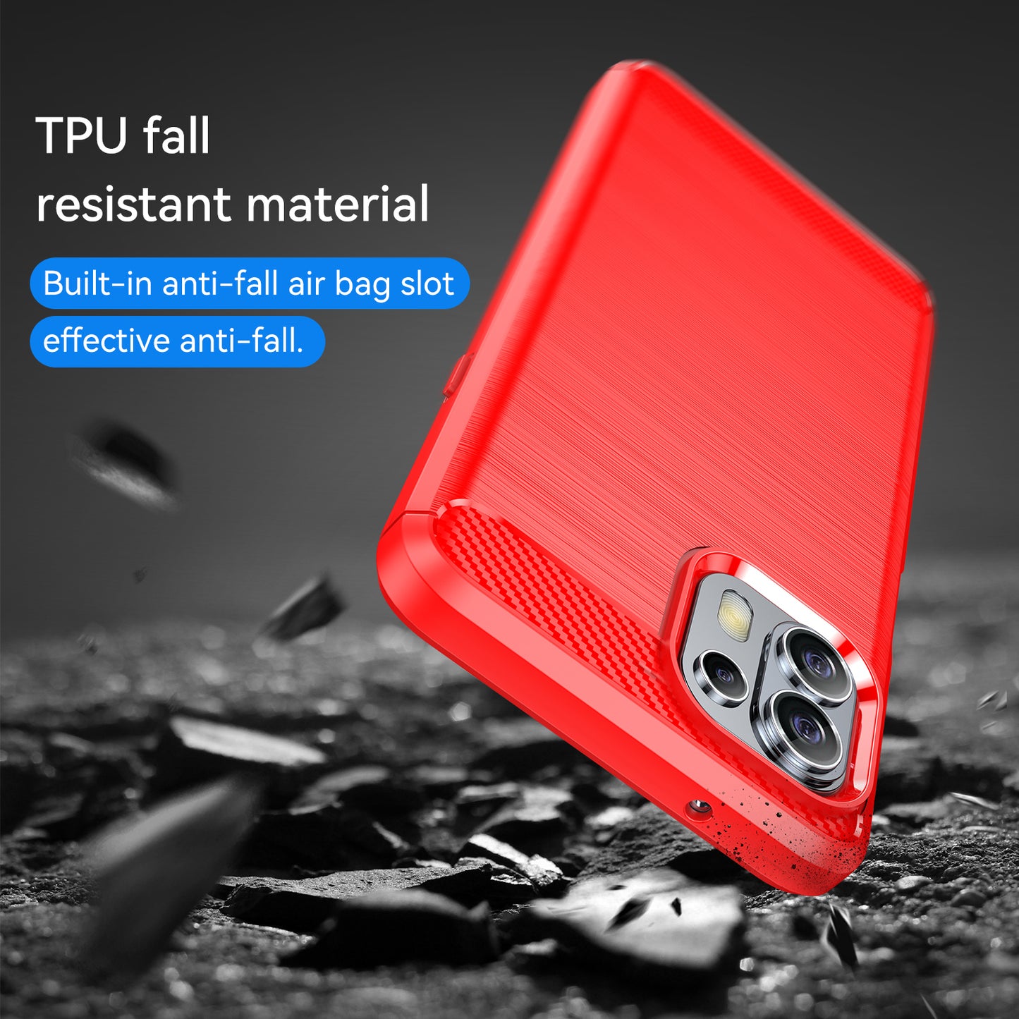 1.8mm Flexible Carbon Fiber Texture TPU Case Phone Cover Brushed Surface Anti-Drop Air Cushion for Motorola Edge 20 Lite/Edge 20 Fusion