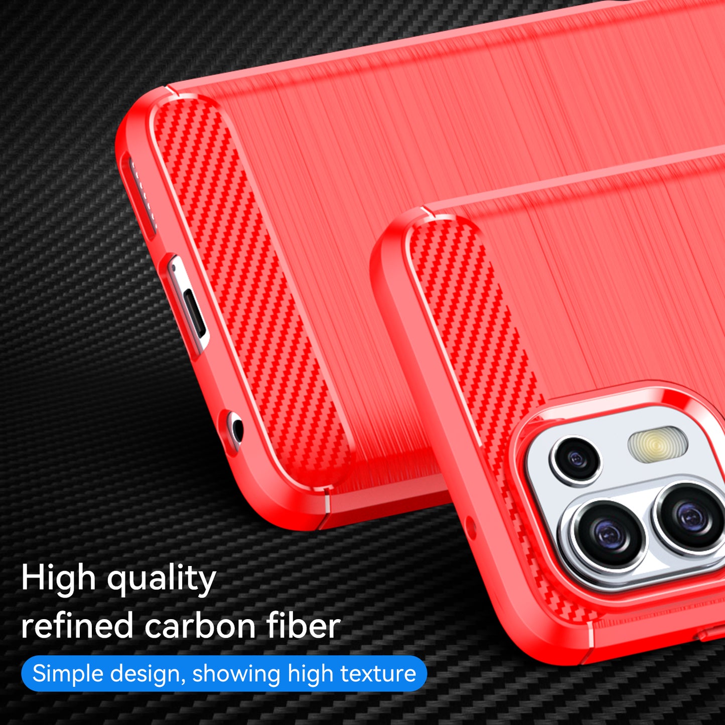 1.8mm Flexible Carbon Fiber Texture TPU Case Phone Cover Brushed Surface Anti-Drop Air Cushion for Motorola Edge 20 Lite/Edge 20 Fusion