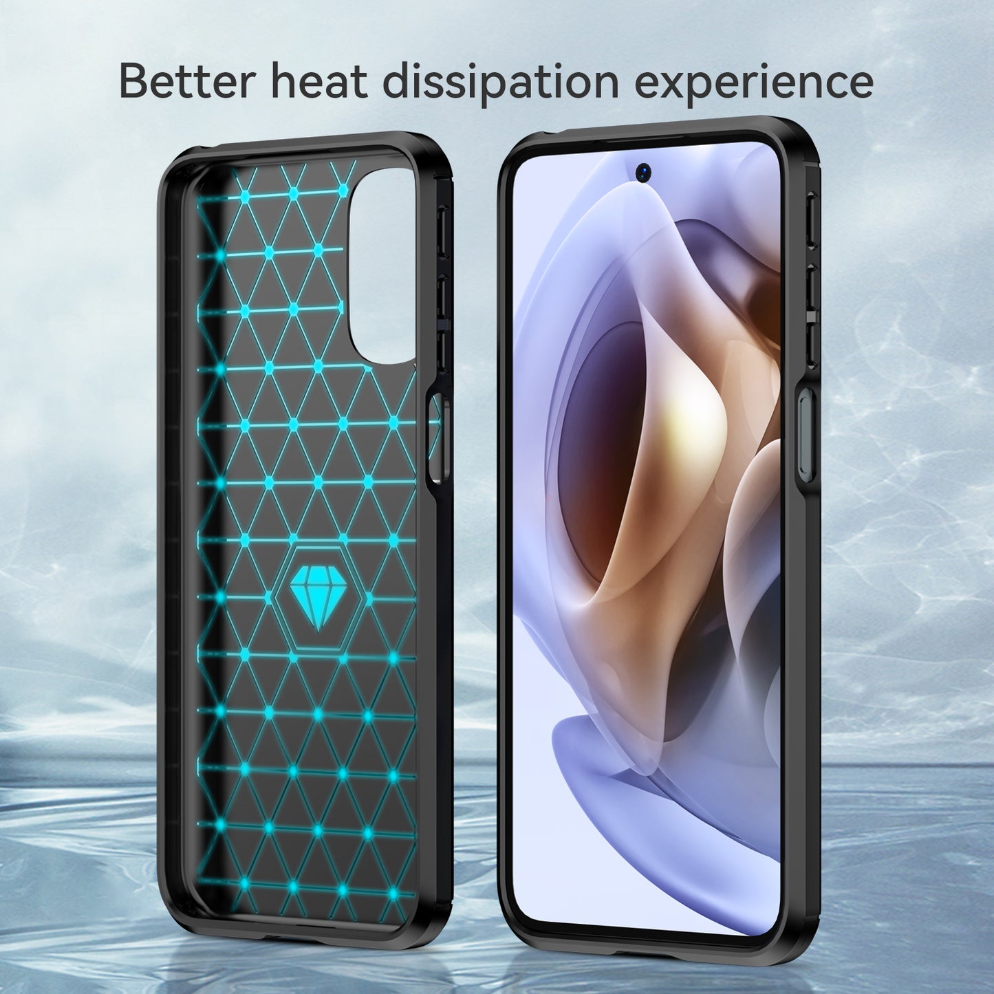 1.8mm Flexible Carbon Fiber Texture TPU Case Brushed Surface Phone Cover with Drop-Proof Air Bag Buffer for Motorola Moto G31/G41