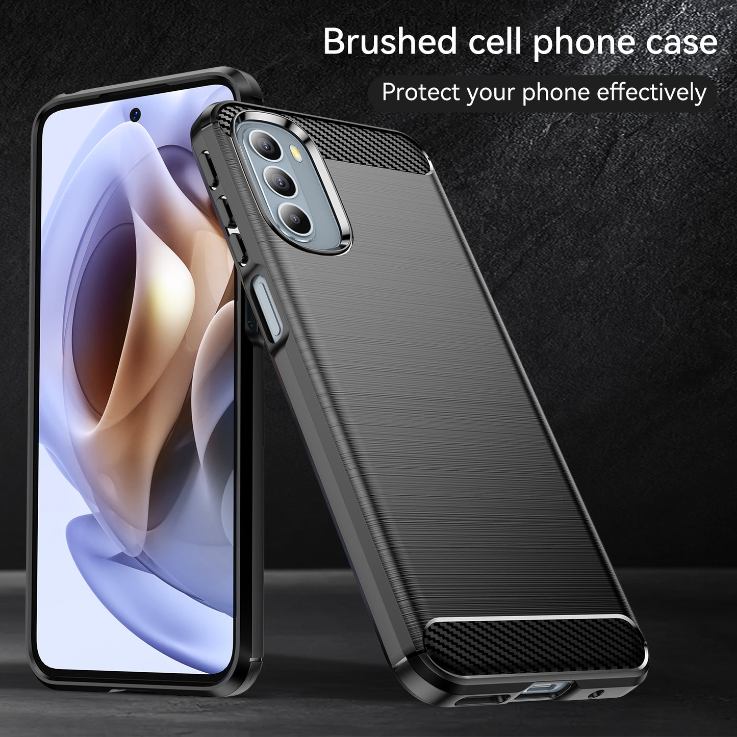 1.8mm Flexible Carbon Fiber Texture TPU Case Brushed Surface Phone Cover with Drop-Proof Air Bag Buffer for Motorola Moto G31/G41