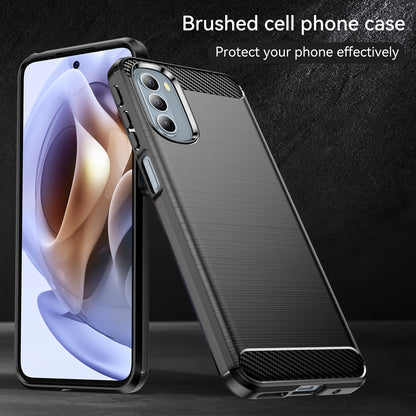 1.8mm Flexible Carbon Fiber Texture TPU Case Brushed Surface Phone Cover with Drop-Proof Air Bag Buffer for Motorola Moto G31/G41
