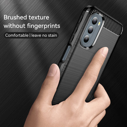 1.8mm Flexible Carbon Fiber Texture TPU Case Brushed Surface Phone Cover with Drop-Proof Air Bag Buffer for Motorola Moto G31/G41