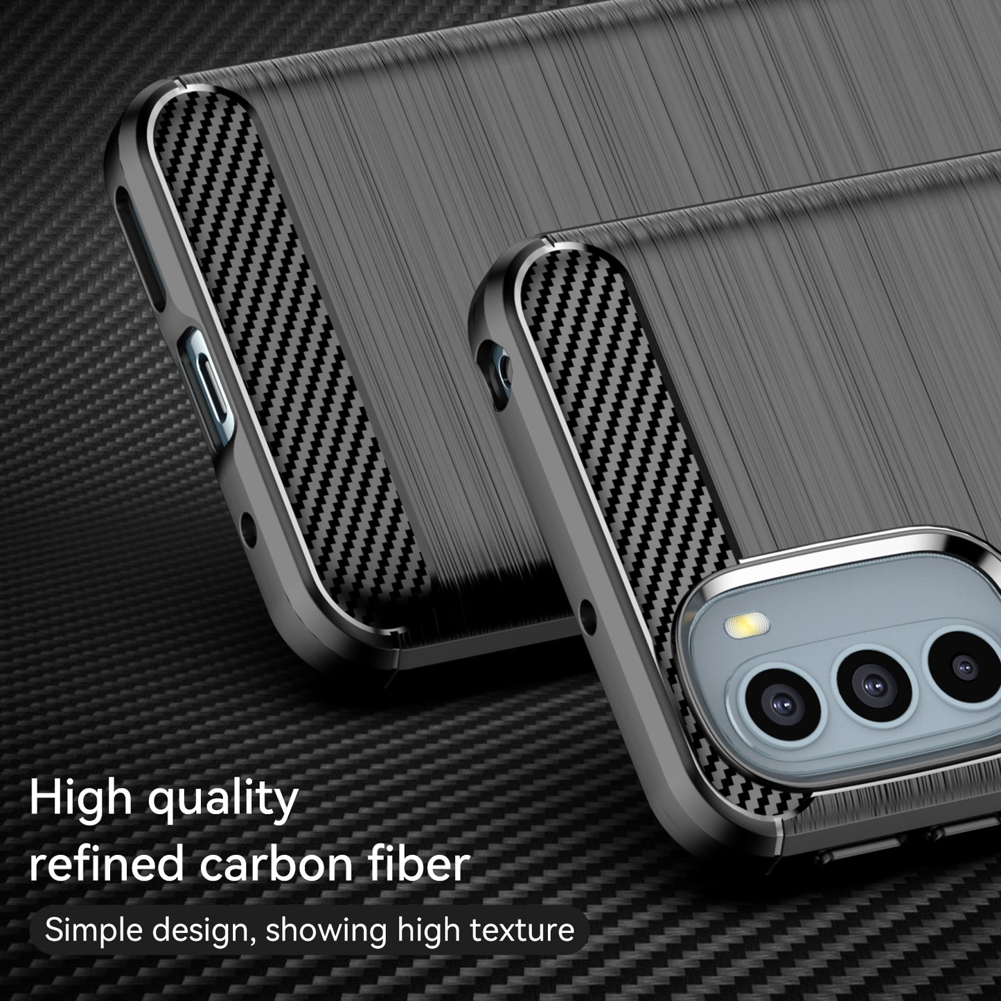 1.8mm Flexible Carbon Fiber Texture TPU Case Brushed Surface Phone Cover with Drop-Proof Air Bag Buffer for Motorola Moto G31/G41