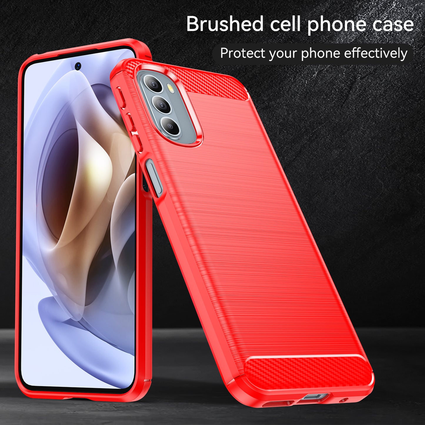 1.8mm Flexible Carbon Fiber Texture TPU Case Brushed Surface Phone Cover with Drop-Proof Air Bag Buffer for Motorola Moto G31/G41