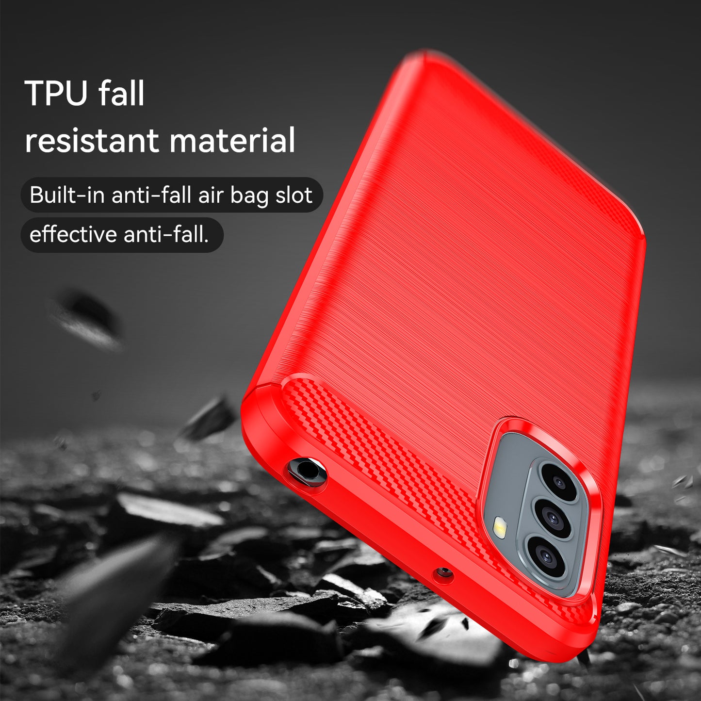 1.8mm Flexible Carbon Fiber Texture TPU Case Brushed Surface Phone Cover with Drop-Proof Air Bag Buffer for Motorola Moto G31/G41