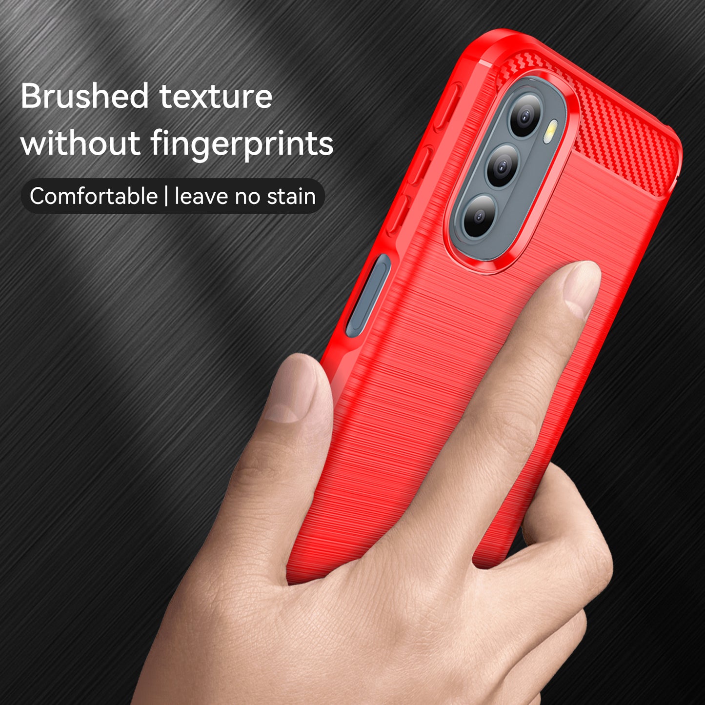 1.8mm Flexible Carbon Fiber Texture TPU Case Brushed Surface Phone Cover with Drop-Proof Air Bag Buffer for Motorola Moto G31/G41