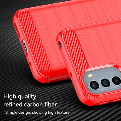 1.8mm Flexible Carbon Fiber Texture TPU Case Brushed Surface Phone Cover with Drop-Proof Air Bag Buffer for Motorola Moto G31/G41