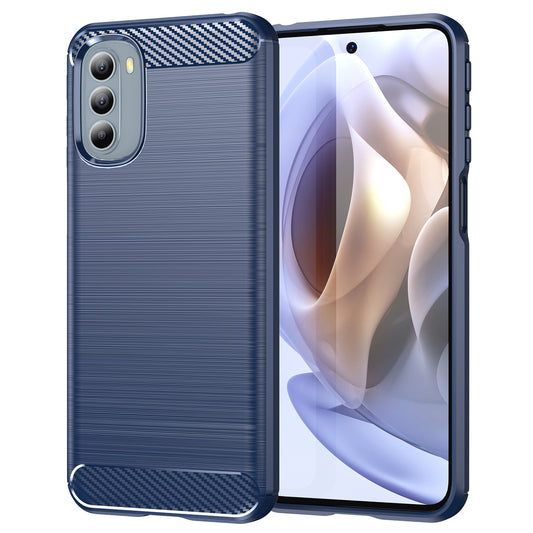 1.8mm Flexible Carbon Fiber Texture TPU Case Brushed Surface Phone Cover with Drop-Proof Air Bag Buffer for Motorola Moto G31/G41