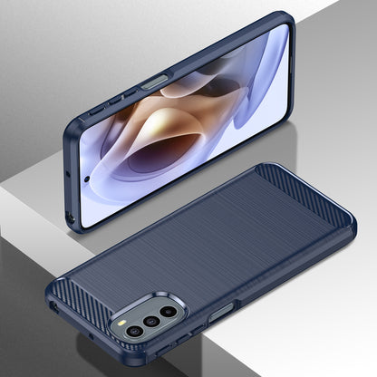 1.8mm Flexible Carbon Fiber Texture TPU Case Brushed Surface Phone Cover with Drop-Proof Air Bag Buffer for Motorola Moto G31/G41