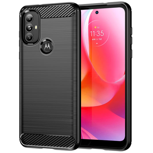 1.8mm Carbon Fiber Texture TPU Case Brushed Surface Super Flexible Buffering Phone Cover for Motorola Moto G Power (2022)