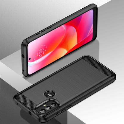 1.8mm Carbon Fiber Texture TPU Case Brushed Surface Super Flexible Buffering Phone Cover for Motorola Moto G Power (2022)