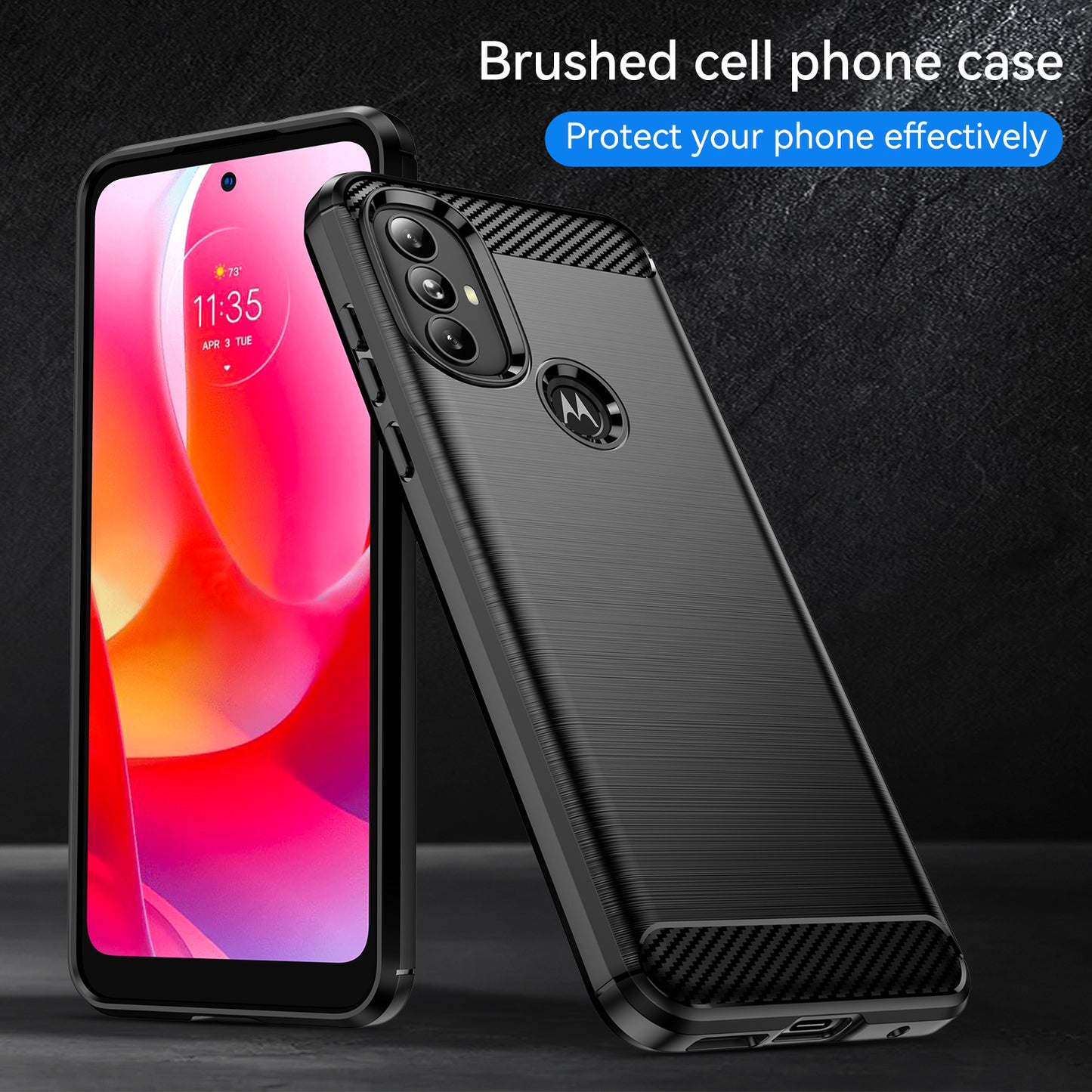 1.8mm Carbon Fiber Texture TPU Case Brushed Surface Super Flexible Buffering Phone Cover for Motorola Moto G Power (2022)